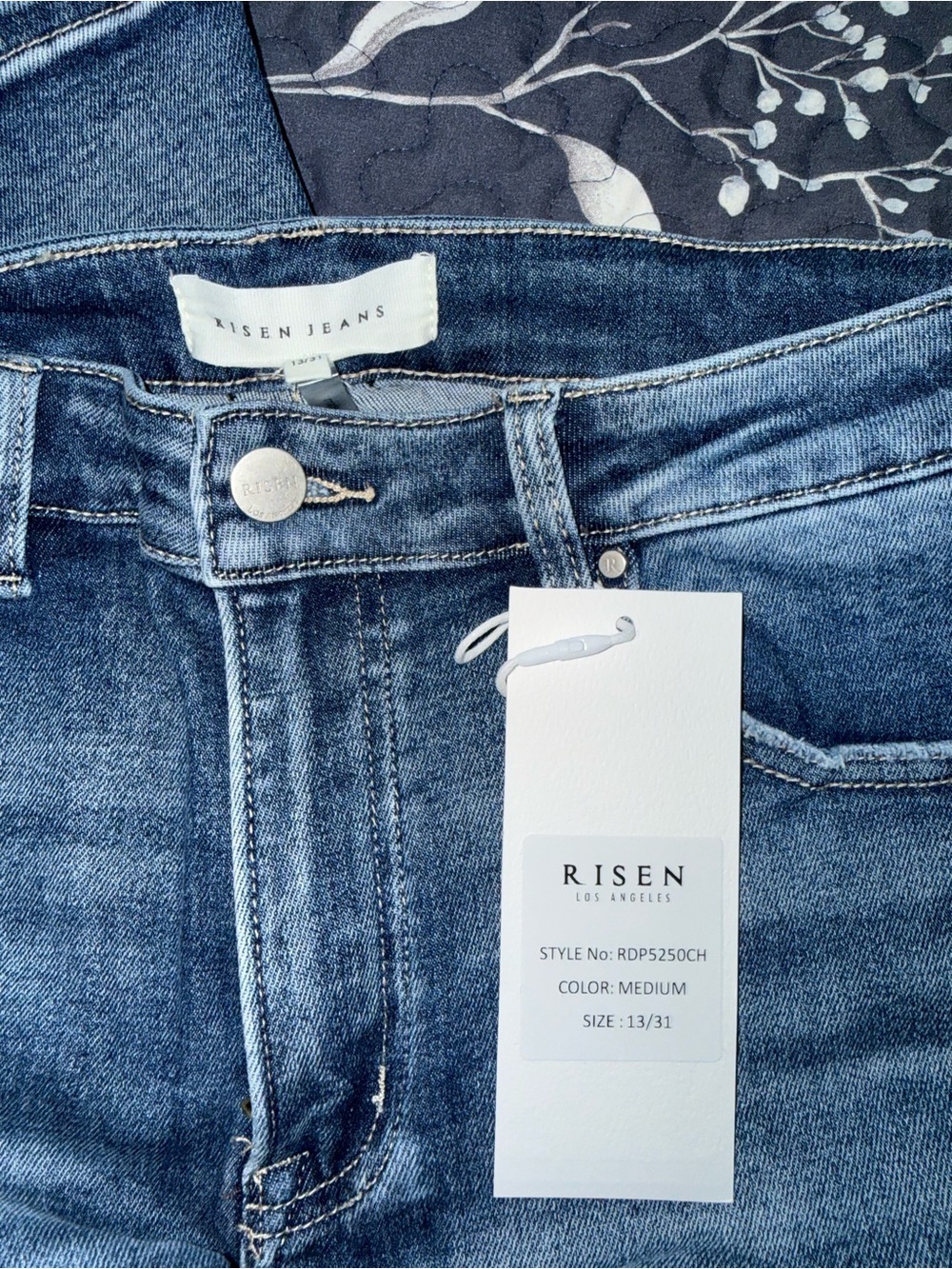 Risen Women's Cropped Straight Jeans in Medium Blue - Picture 2 of 4